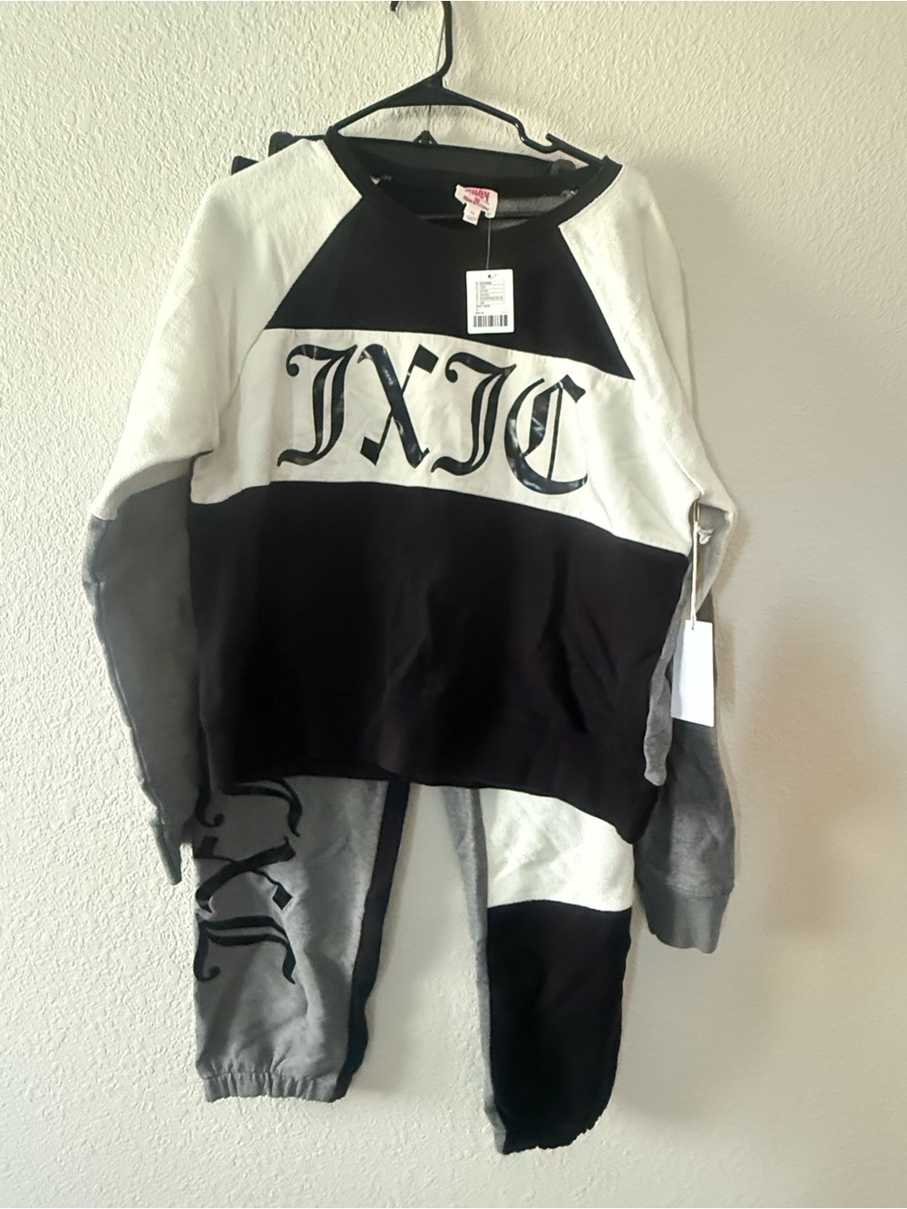 Juicy Couture Black White Gray Colorblock Logo Sweatshirt